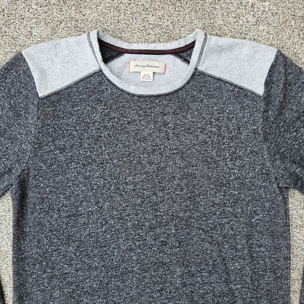 Tommy Bahama Sweater Charcoal Gray Two Tone Pullover Super Soft Men's Size XL